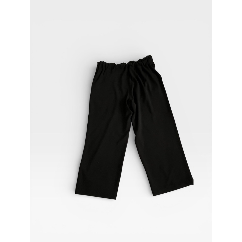 Maurices‎ Womens Large Black Wide Leg Crop Pants Elastic Back Career Trousers
